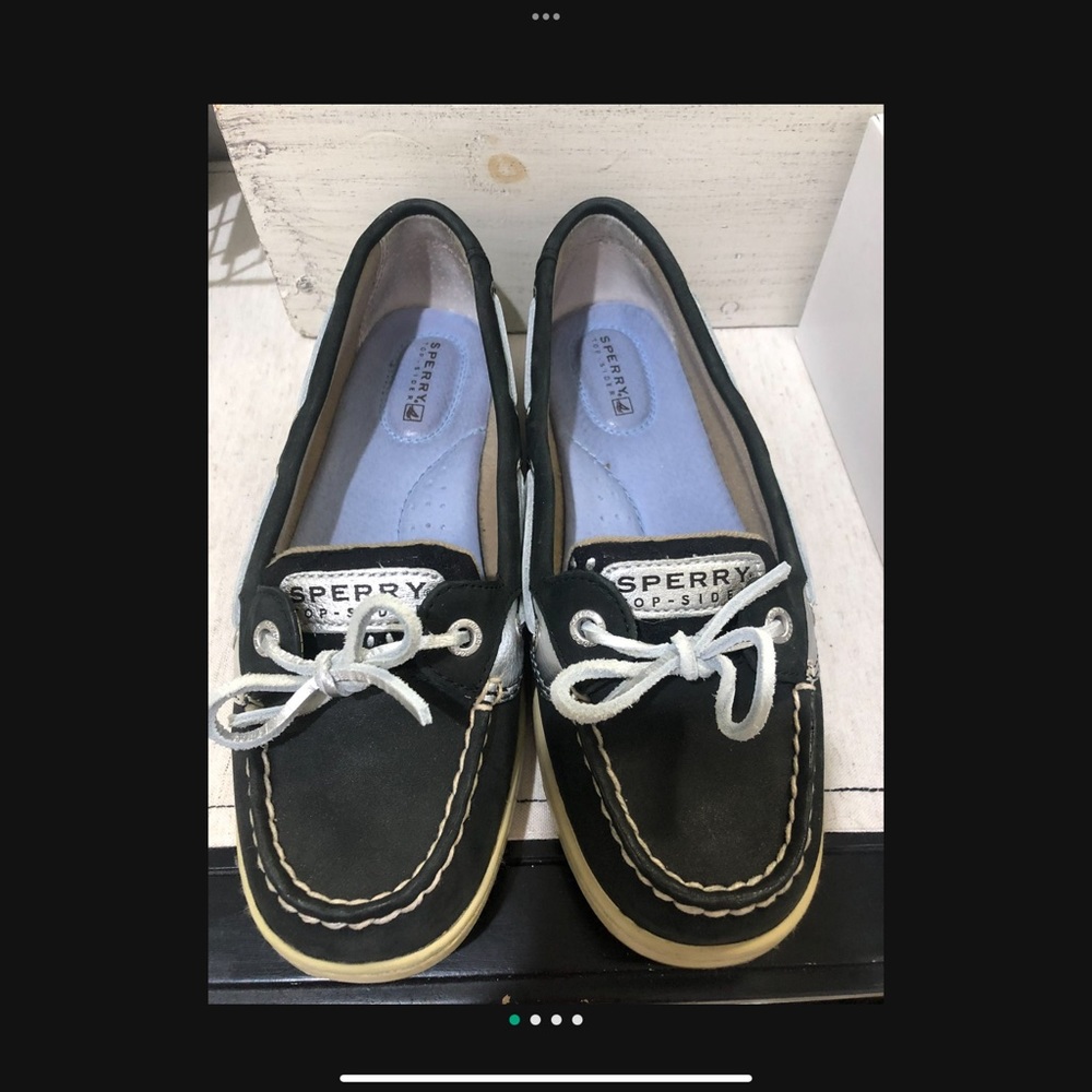 Sperry Top-sider Angelfish Black/silver Eyelet Boat Shoes